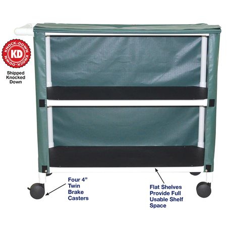 MJM INTERNAITONAL Two Shelf X-Wide Linen Cart, Standard Mesh - Red 345-2C-SM-RD